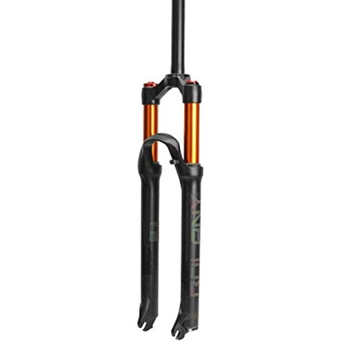 Mountain Bike Fork : WRJY Mountain Bike Front Fork 26 / 27.5 / 29 Inch, with Rebound Adjustment Air Fork, Aluminum Alloy, Straight Tube Double Shoulder Control, Travel 100mm, for Bike Part Accessories Black, Gold