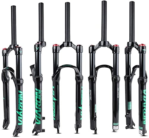 Mountain Bike Fork : WYJW 26 27.5 29 Inch Suspension Fork, Bike Air Forks, Cycling Straight Tube Shoulder Control MTB Shock Absorber Unisex's Travel 100mm Air Fork Green-26IN