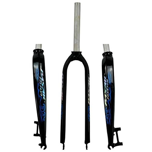 Mountain Bike Fork : Xiami Bike Oil-cast Hard Forks 26 / 27.5 / 29 Inch MTB 700C Road Bike General Aluminum Alloy Front Fork Disc Brake Bright Black+Blue UV Reflective Pattern (Size : 29"(700C))