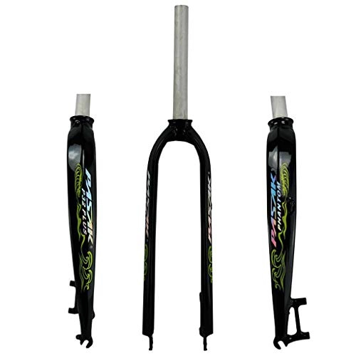 Mountain Bike Fork : Xiami Bike Oil-cast Hard Forks 26 / 27.5 / 29 Inch MTB 700C Road Bike Universal Aluminum Alloy Front Fork Disc Brake Bright Black+Green UV Reflective Pattern (Size : 29"(700C))