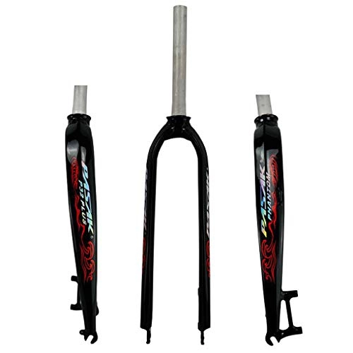 Mountain Bike Fork : Xiami Bike Oil-cast Hard Forks 26 / 27.5 / 29 Inch MTB 700C Road Bike Universal Aluminum Alloy Front Suspension Fork Disc Brake Bright Black+Red UV Reflective Pattern (Size : 27.5")