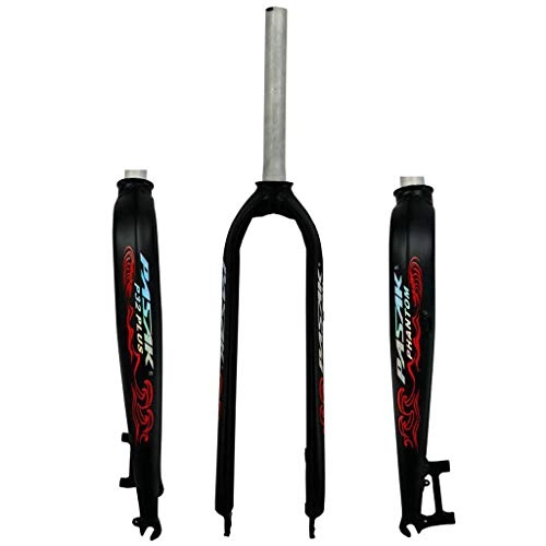 Mountain Bike Fork : Xiami Bike Oil-cast Hard Forks 26 / 27.5 / 29 Inch MTB 700C Road Bike Universal Aluminum Alloy Front Suspension Fork Disc Brake Matte Black+Red Reflective Pattern (Size : 26")