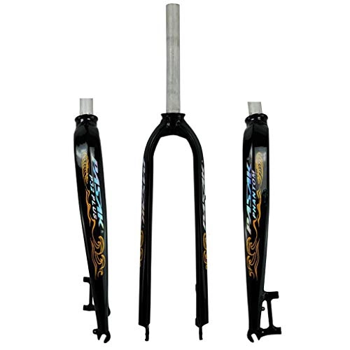 Mountain Bike Fork : Xiami Bike Suspension Forks Oil-cast Hard Fork 26 / 27.5 / 29 Inch MTB 700C Road Bike General Aluminum Alloy Front Fork Disc Brake Bright Black+Orange UV Reflective Pattern (Size : 27.5")