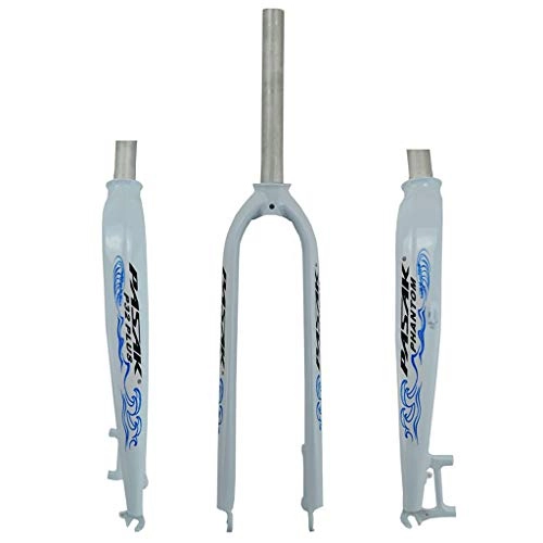 Mountain Bike Fork : Xiami Bike Suspension Forks Oil-cast Hard Fork 26 / 27.5 / 29 Inch MTB 700C Road Bike General Aluminum Alloy Front Fork Disc Brake Bright White+Blue UV Reflective Trademark (Size : 29"(700C))