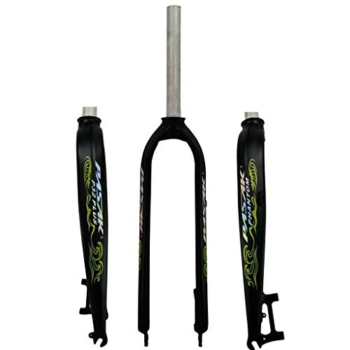 Mountain Bike Fork : Xiami Bike Suspension Hard Forks Oil-cast 26 / 27.5 / 29 Inch MTB 700C Road Bike Universal Aluminum Alloy Front Fork Disc Brake Matte Black+Green Reflective Pattern (Size : 27.5")