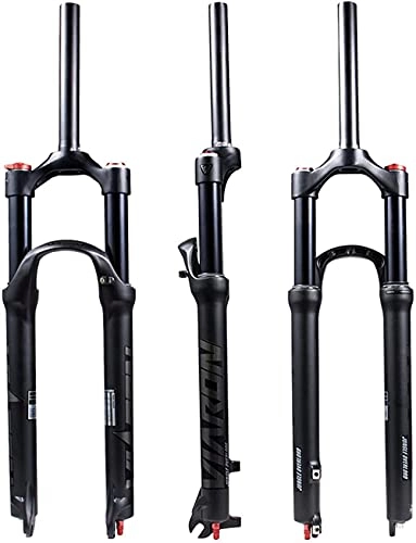 Mountain Bike Fork : XKCCHW 26 / 27.5 / 29 inch mountain bike fork, MTB front fork with double air chamber and tension adjustment, 100 mm suspension travel 28.6 mm threadless steerer shaft Red-26 inches