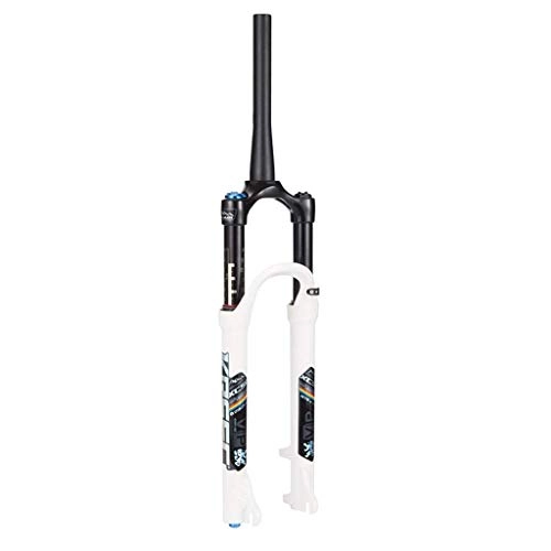 Mountain Bike Fork : XLAHD 26" Shock absorber fork, MTB Mountain Bike Aluminum Alloy Cone Disc Brake Damping Adjustment Travel 100mm Black&White 1-1 / 8"Compact Storage, Easy Clean