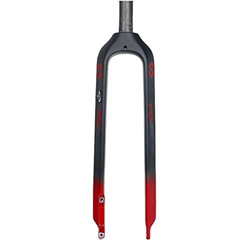 Mountain Bike Fork : XYSQ 26 / 27.5 / 29 Inch Mountain Bike Front Forks Disc Brake Carbon Fiber High Strength Cone Tube Cycling Accessories (Color : Red, Size : 26 inch)