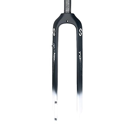 Mountain Bike Fork : XYSQ 26 / 27.5 / 29 Inch Mountain Bike Front Forks Disc Brake Carbon Fiber High Strength Cone Tube Cycling Accessories (Color : White, Size : 27.5 inch)