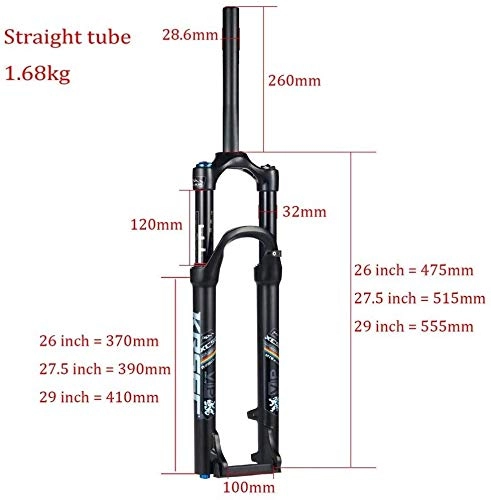 Mountain Bike Fork : XZ High Quality 26" Disc Suspension Bike Forks, Mountain Bike Suspension Fork 1-1 / 8'' Magnesium Alloy Pneumatic Shock Absorber, A, 26 inch