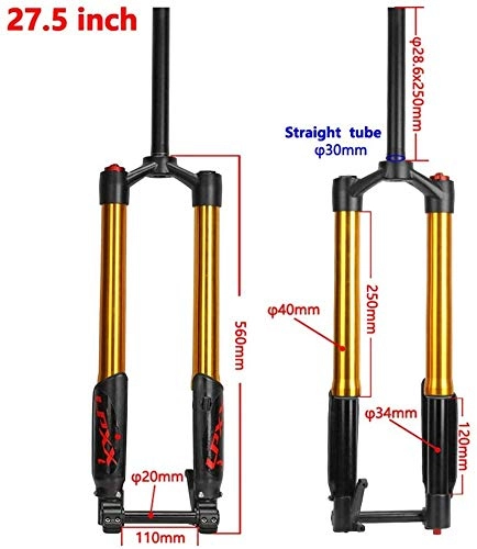 Mountain Bike Fork : XZ High Quality 27.5 inch Mountain Bike Suspension Fork, Cross Country Disc Brake Shoulder Control Damping Adjustment 1-1 / 8" Travel, 29inch