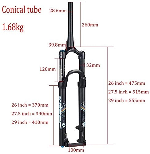 Mountain Bike Fork : XZ High Quality Disc Suspension Bike Forks, 27.5 Mountain Bike Suspension Fork 1-1 / 8'' Magnesium Alloy Pneumatic Shock Absorber, D, 29inch