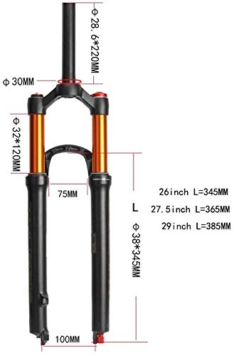 Mountain Bike Fork : XZ High Quality Mountain Bicycle Suspension Forks Straight Damping Adjustment Air Pressure Shock Absorber Front Fork Gas Fork Accessories Downhill, Black, 27.5