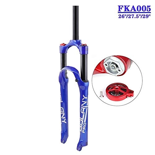 Mountain Bike Fork : YANYUN 26" 27.5" 29" Mountain Cycling Suspension Fork Lightweight 1-1 / 8 Disc V-type Air Fork Alloy Travel 100mm Unisex, Blue-27.5inch