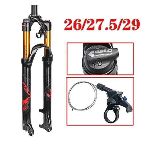 Mountain Bike Fork : YIN Mountain Bike Suspension Forks Bike Front Fork 26 27.5 29 Inch, 1-1 / 8 ' Light Magnesium Alloy MTB Bicycle Air Fork Wire Control 100mm Front Suspension, Red-26in