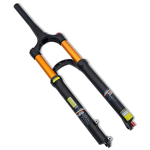 Mountain Bike Fork : YSHUAI 26 27.5 29 in Bicycle Suspension Fork Bike Forks MTB Conical Tube Front Fork, Alloy Effective Shock 120Mm with Damping Adjustment Function, Manual Lockout, 27.5inch