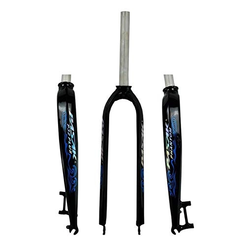 Mountain Bike Fork : Yuanfang NUE Bike Oil-cast Hard Forks 26 / 27.5 / 29 Inch MTB / Road Bike 700C Aluminum Alloy Front Fork Disc Brake Bright Black+Blue UV Reflective Pattern CN (Size : 26")