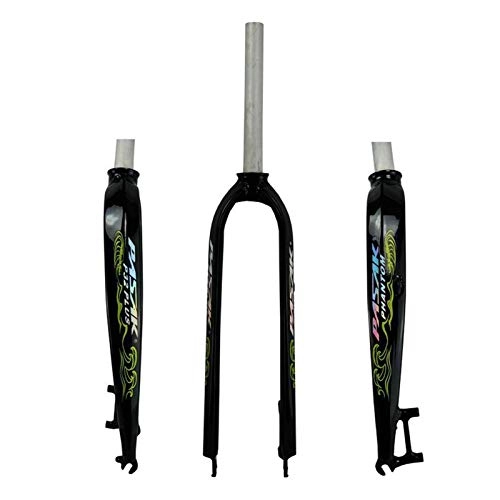 Mountain Bike Fork : Yuanfang NUE Bike Oil-cast Hard Forks for MTB 26 / 27.5 / 29 Inch Road Bike 700C Aluminum Alloy Front Fork Disc Brake Bright Black+Green UV Reflective Pattern CN (Size : 29"(700C))