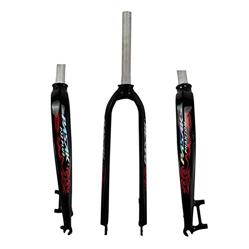 Mountain Bike Fork : Yuanfang NUE Bike Oil-cast Hard Forks MTB Road Bike 26 / 27.5 / 29Inch 700C Aluminum Alloy Front Fork Disc Brake Bright Black+Red UV Reflective Pattern CN (Size : 26")