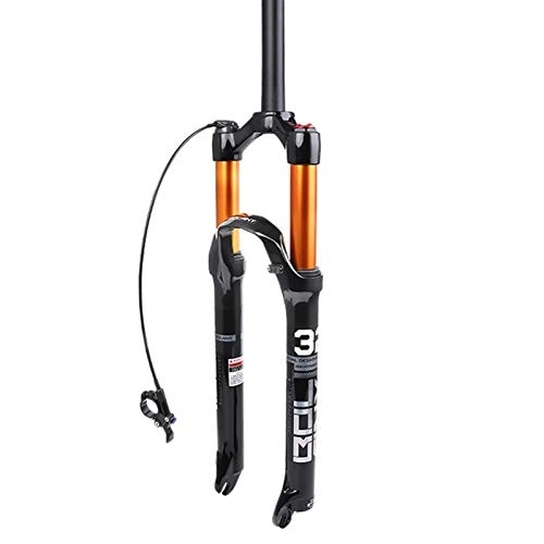 Mountain Bike Fork : Ywzhushengmaoyi Mountain bike front fork air fork suspension shock absorption air pressure front fork bicycle accessories Bike Front Fork (Color : Straight Line Control, Size : 26 inch)