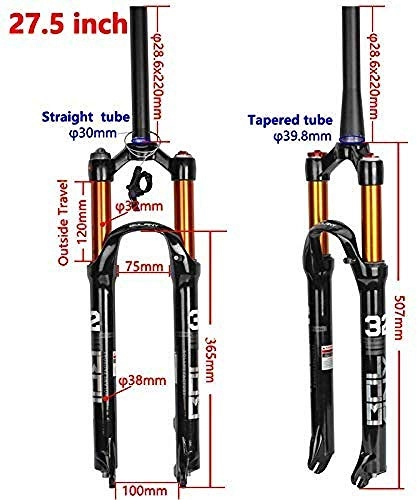 Mountain Bike Fork : YXYNB Cycling Suspension Fork Mountain Bike Suspension Fork Magnesium Fork 26 / 27.5 / 29 Inch Fork, Pipeline Droit