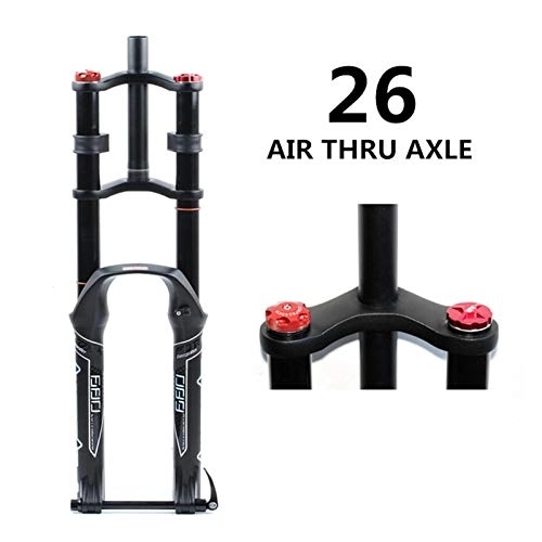 Mountain Bike Fork : YZLP Bike forks Mountain bike fork 26 / 27.5 / 29er Double Shoulder Air Resilient Oil Damping For Disc Brake Suspension Fork Bicycle Accessory (Color : 26 AIR AXLE)