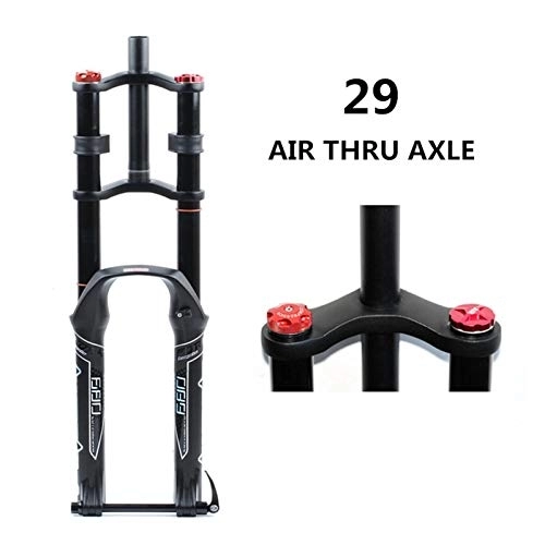Mountain Bike Fork : YZLP Bike forks Mountain bike fork 26 / 27.5 / 29er Double Shoulder Air Resilient Oil Damping For Disc Brake Suspension Fork Bicycle Accessory (Color : 29 AIR AXLE)