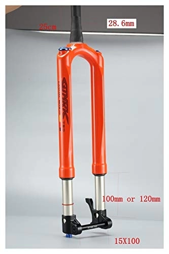 Mountain Bike Fork : Z-LIANG Bicycle Fork Mountain Bike Fork 27.5 29er RS1 ACS Solo Air 100 * 15MM Predictive Steering Suspension Oil And Gas Fork (Color : 27.5INCH Orange)