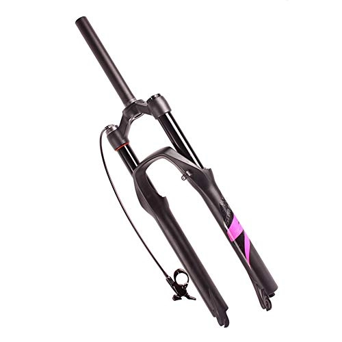 Mountain Bike Fork : Zatnec Bicycle Suspension Fork, Aluminum Alloy Wire-controlled Air Fork, 26inch MTB Straight Tube Fork (Color : Pink, Size : 27.5inch)