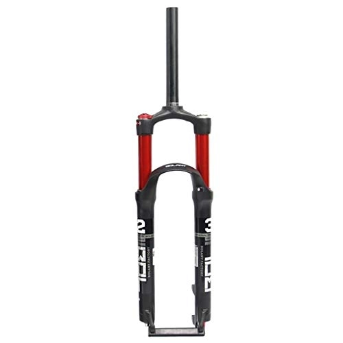 Mountain Bike Fork : Zatnec Downhill Suspension Forks, Aluminum Alloy Disc Brake Damping Adjustment Tube 1-1 / 8" Travel 100mm Shock Fork (Color : Red, Size : 27.5inch)