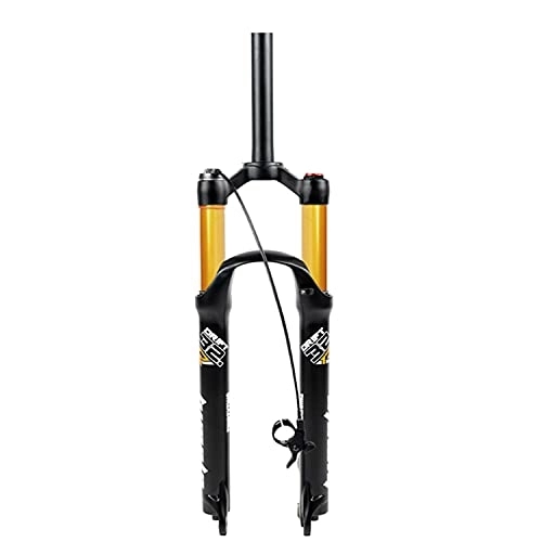 Mountain Bike Fork : ZCXBHD Air Mountain Bicycle Suspension Fork 26 / 27.5 / 29 inch MTB Bike Front Forks 1-1 / 8" Straight Tube 100mm Travel QR 9mm Disc Brake (Color : Gold Straight Remote, Size : 29 inch)