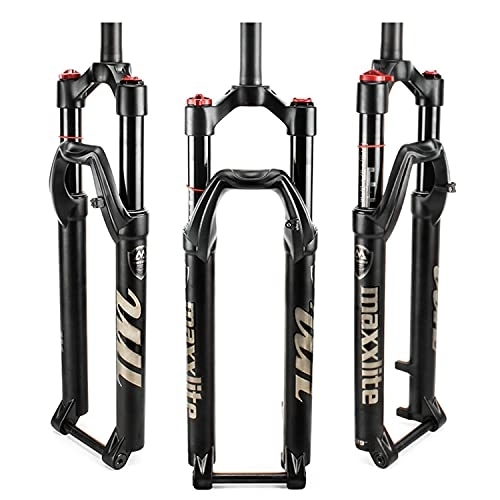 Mountain Bike Fork : ZCXBHD Air Mountain Bicycle Suspension Forks 26 27.5 29 inch Aluminum Alloy MTB Front Forks Straight Tube 1-1 / 8" Travel 100mm Thru Axle 15mm Disc Brakes (Color : Manual Black, Size : 29 inch)