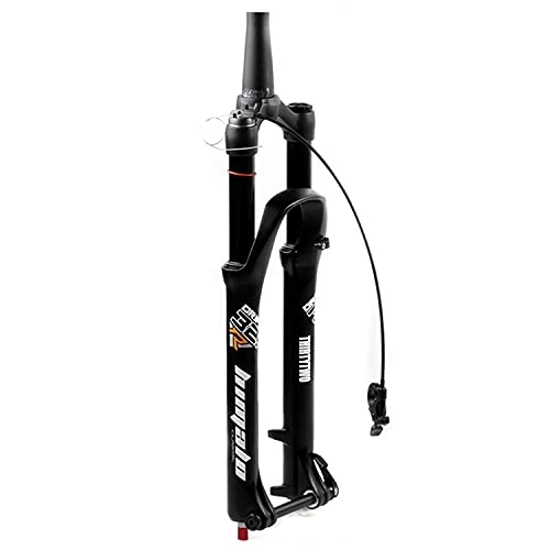 Mountain Bike Fork : ZCXBHD Air MTB Bicycle Fork 26 27.5 29 inch Mountain Bicycle Suspension Forks 1-1 / 2" Tapered Tube Rebound Adjust Thru Axle 15 mm Travel 100mm Disc Brake (Color : Tapered Remote, Size : 29 inch)
