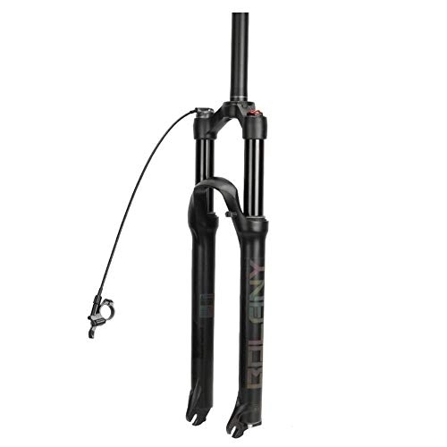 Mountain Bike Fork : ZCXBHD Mountain bike fork 26 27.5 29 Inch MTB Suspension Fork, Travel 100mm Damping Adjustment AIR Pneumatic System Aluminum Alloy Tube Matte (Color : B, Size : 27.5 inches)