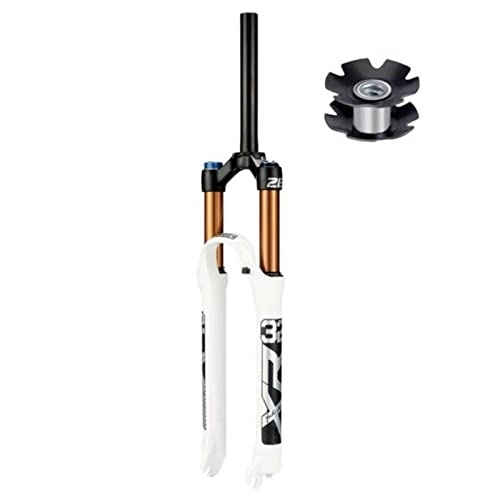 Mountain Bike Fork : ZECHAO 26 / 27.5 / 29in Mountain Bike Suspension Forks, 120mm Travel 1-1 / 8" Quick Release 9mm×100mm Shoulder Control Shock Absorber Spring Front Fork Accessories (Color : White, Size : 27.5inch)