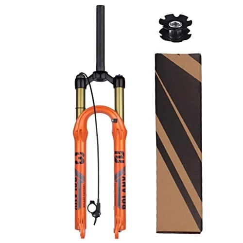 Mountain Bike Fork : ZECHAO 27.5 / 29in 9mm Quick Release Mountain Bike Suspension Forks, 1-1 / 8" Aluminum Alloy 120mm Travel Bike Straight Steerer Fork Accessories (Color : Orange-Remote Lock, Size : 29inch)