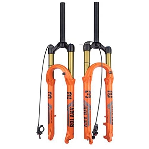 Mountain Bike Fork : ZECHAO MTB Bicycle Front Fork Magnesium Alloy, 1-1 / 8" Air Mountain Bike Suspension Fork 27.5 / 29in 120mm Travel Shock Absorber Spring Front Fork Accessories (Color : Orange-Remote Lock, Size : 29inch