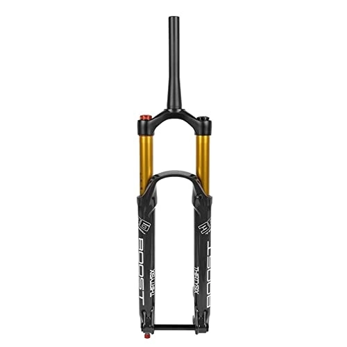 Mountain Bike Fork : ZFF 27.5 / 29" Mountain Bike Air Fork BOOST DH AM Front Fork 110 * 15mm Thru Axle Travel 160MM Damping Adjustment Shoulder Control 1-1 / 2" Disc Brake For TRAIL (Color : Gold, Size : 27.5")
