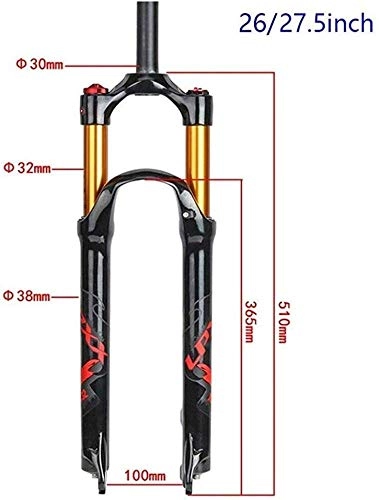 Mountain Bike Fork : ZFXNB 26 Inch Mountain Bike Suspension Fork, 1-1 / 8 'Lightweight Magnesium Alloy Mtb Bike Gas Fork Suspension Fork Suspension Shoulder Control 100Mm Bicycle Fork, 29Inch C