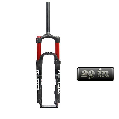 Mountain Bike Fork : ZHENHZ 2019 New 26 / 27.5 / 29er MTB Suspension Air Fork Magnesium Alloy Double Shoulder Double Air Oil Line Lock Straight Tapered Fork, B-29in