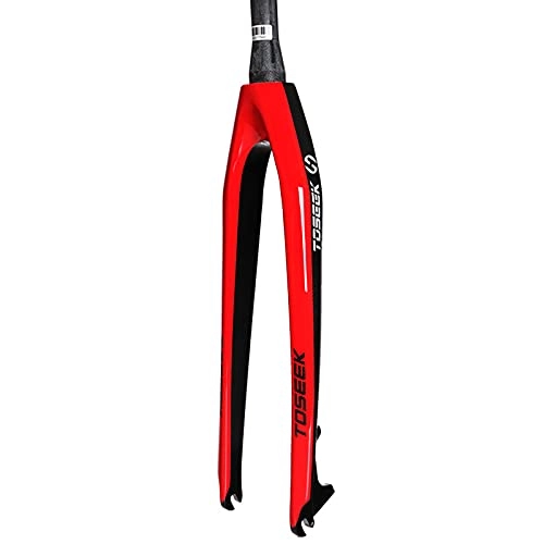 Mountain Bike Fork : ZHENHZ Bicycle Front Fork, 26 / 27.5 / 29 inch Full Carbon Fiber MTB Bike Rigid Fork, Ultra Light Bicycle Front Forks Tapered Tube, Hub Spacing 100MM, Disc Brake, 9MM QR, Red, 26