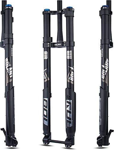 Mountain Bike Fork : ZLYJ Downhill Mountain Bike Air Suspension Front Fork Double Shoulder Inverted Aluminum Alloy Thru-Axle Boost Spacing 15 * 110mm Fork Fit for Disc Brake 26 / 27.5 / 29 Inch Tire B, 27.5inch