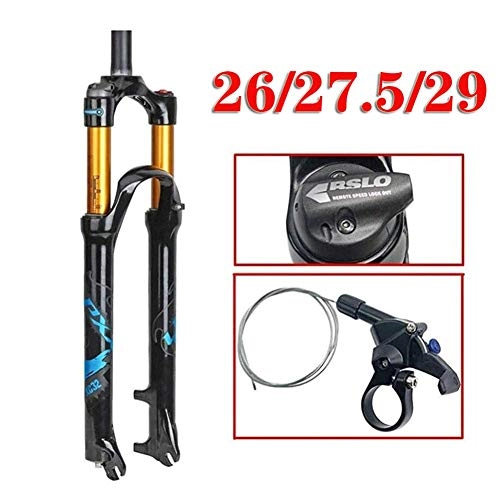 Mountain Bike Fork : ZLYY Mountain Bike Suspension Forks Bike Front Fork 26 27.5 29 Inch, 1-1 / 8 ' Light Magnesium Alloy MTB Bicycle Air Fork Wire Control 100mm Front Suspension, Red-26in, Blue, 27.5in