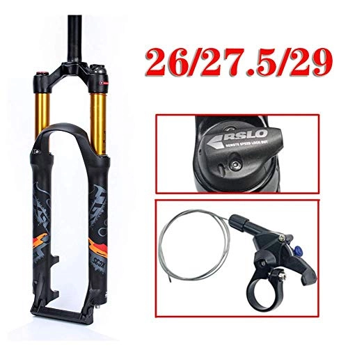 Mountain Bike Fork : ZLYY Mountain Bike Suspension Forks Bike Front Fork 26 27.5 29 Inch, 1-1 / 8 ' Light Magnesium Alloy MTB Bicycle Air Fork Wire Control 100mm Front Suspension, Red-26in, Orange, 26in