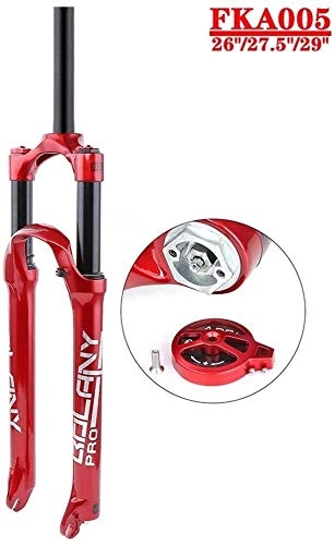 Mountain Bike Fork : ZLYY Mountain Cycling Suspension Fork Lightweight Disc V-type Air Fork Alloy Travel 100mm Unisex (Color : Red, Size : 26 inch)