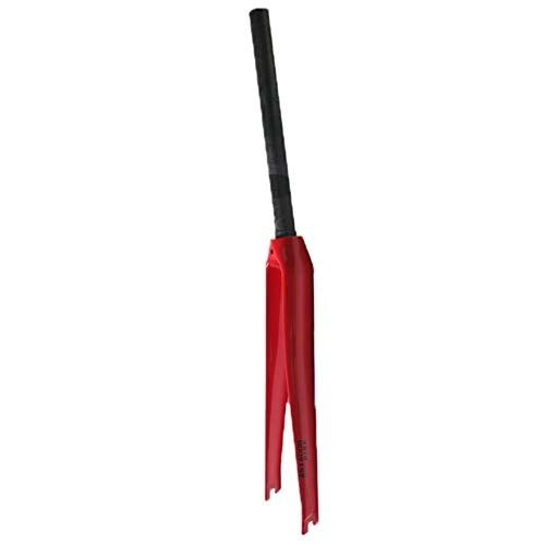 Mountain Bike Fork : ZNND 700C*28.6mm Road Bike Front Fork, Full Carbon Fiber Hard Fork, 350g ± 5g (Color : Red)