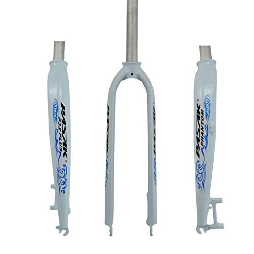 Mountain Bike Fork : ZNND MTB Front Suspension Forks, Aluminum Alloy Fork Bicycle Accessories 28.6 Straight Tube 26 / 27.5 / 29in Bike Suspension Forks (Color : White blue)