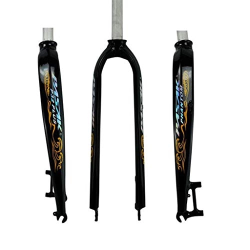 Mountain Bike Fork : ZNND MTB Front Suspension Forks, Fork Bicycle Accessories Aluminum Alloy 26 / 27.5 / 29in Oil Cast Special-shaped Hard Fork (Color : Black yellow)