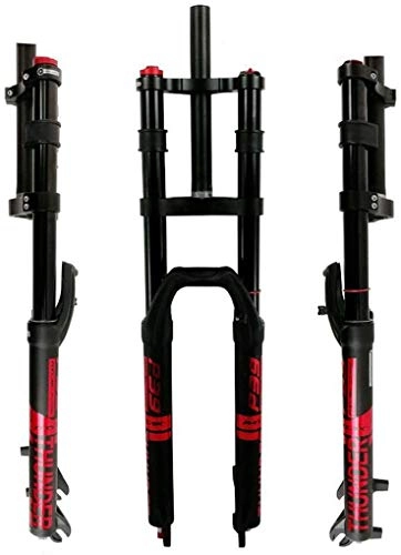 Mountain Bike Fork : ZQN MTB Bike Fork, 27.5" Air Shock AM Bicycle Suspension Fork, 29" Manual Lockout Rebound Adjust Straight Steerer 1-1 / 8" QR 9Mm 2350G, Red, 29in