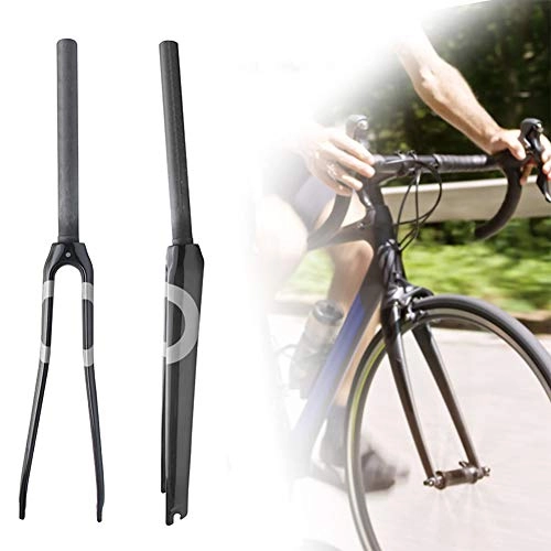 Mountain Bike Fork : ZQNHXY Road Bike Fork, Circular Tube Front Fork, Ultralight Carbon Fiber Road Bicycle Fork, 700C Cycling Fixed Gear Bike Front Fork, Gray